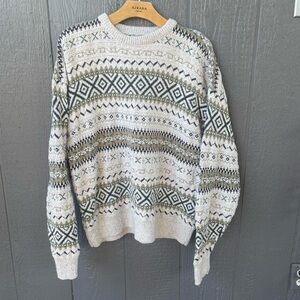 Men's Geometric Crewneck Sweater - Gray and Green